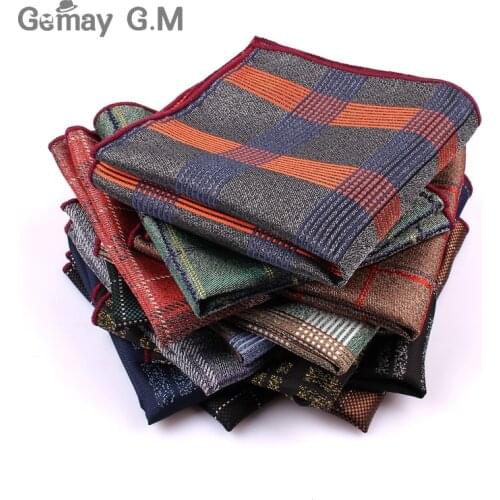 New Polyester Woven Handkerchief For Men Business Suit Pocket Square Mens Hankies Classic Design Plaid Pocket Towel Hanky