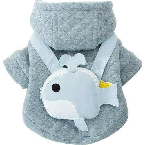 Pet Dog Cat Clothes Warm Winter Whale Backpack Dog Coat Breathable Hoodies for Small Dog Pet Clothing Puppy Pug Jacket Chihuahua