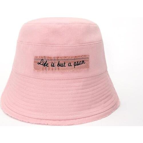 2021 cotton solid color letter embroidery Bucket Hat Fisherman Hat outdoor travel hat Sun Cap Hats for Men and Women 15