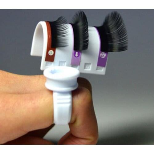 Fashion U Shape Ring Eyelash Pallet Ring Strip False Eyelashes Extension Pallet Glue Holder Set Makeup Finger Tool