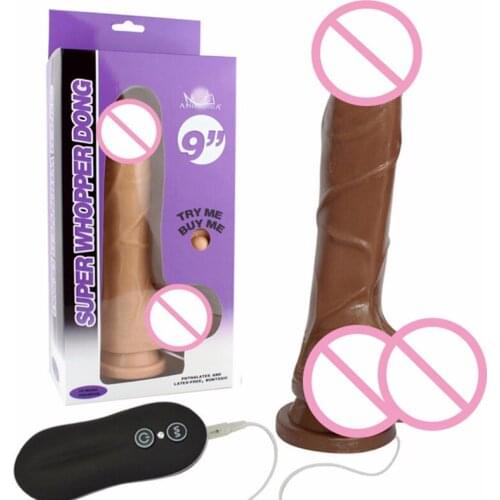 9" Realistic Plus Size Dong Series Sex Toys 10 Modes Vibrating Ribbed Dildos Penis Adult Sex Products for Women HC84010
