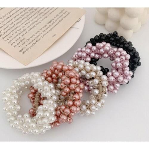 Korean Style Rubber Band Hair Ring Girl Imitation Pearl Hair Ties Simple Bracelet Headdress for Women Fashion Hair Accessories
