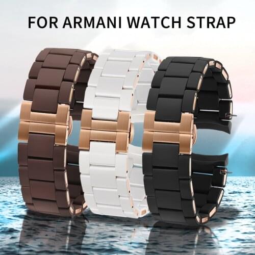 Rubber Watchband silicone wristband bracelet Silver color buckle 20 23mm watch band strap for AR5921 5922 5858 5868 5859 5867