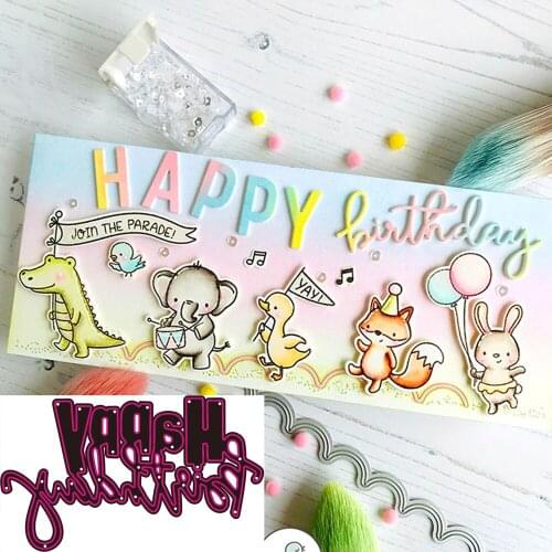 Happy birthday Words Metal Cutting Dies for diy Scrapbooking Photo Album Decorative Embossing PaperCard Crafts Die Cut