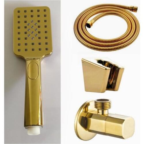 Three functions gold Hand Held Shower Head Bathroom gold Surface abs plastic Gold Finished Handheld Shower heads holder BD509