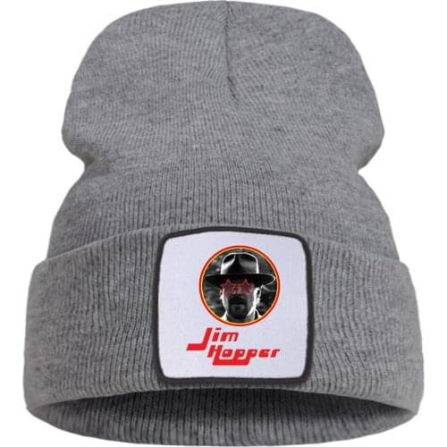 Jim Hopper Funny Cool Print Solid Color Winter Cap Street Fashion Warm Beanie Cap Simple Casual Unisex Caps Quality Comfort Hat