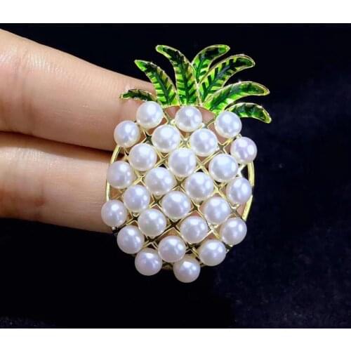Natural fresh water pearl brooch fruit pineapple brooch pins fine jewelry for girl & women 925 sterling silver free shipping