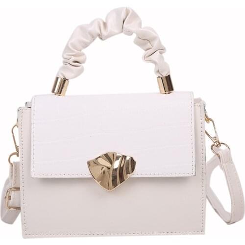 New Korean Design Version of Chain Leaf Lock Small Square Bag Female Handbag Trend Womens Clutch Bag Solid Color Messenger Bag