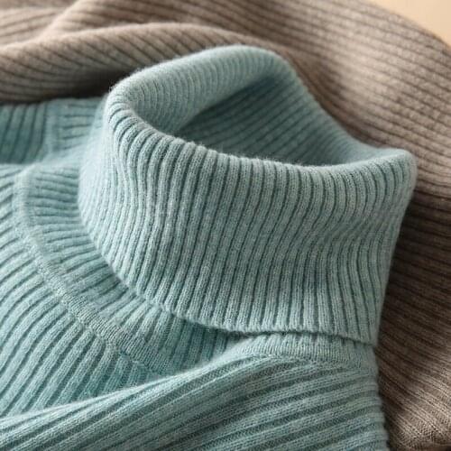 New spring and autumn high-quality cashmere knitted womens turtleneck pullover all-match solid color soft warmth casual loose
