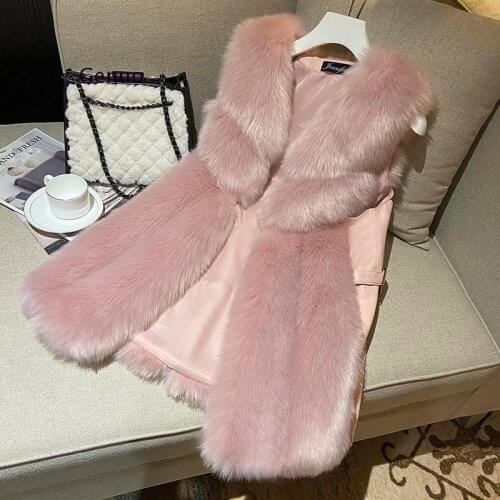 Womens Vests 2020 Winter Fox Fur Coat Oversized Sleeveless Jacket Female Warm Vest Fashion Casual Artificial Fur Vest