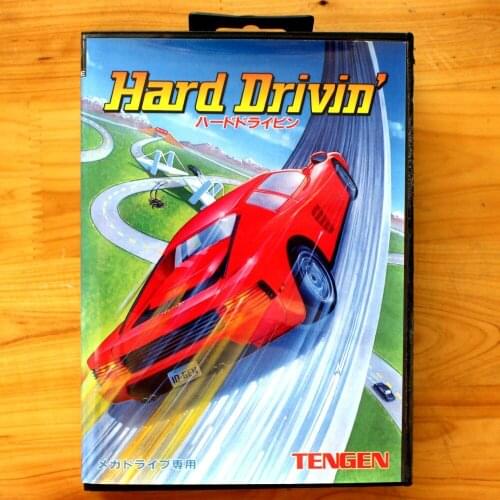 Hard Drivin' 16 Bit MD Game Card with Retail Box for Sega MegaDrive & Genesis Video Game console system