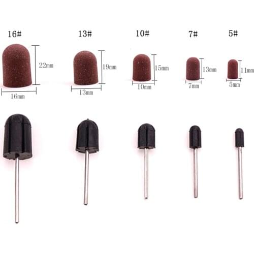 1/5pcs/set Bit Manicure Tool Nail Sanding Caps Rubber Grip Pedicure Polishing Sand Block Electric Drill Accessories