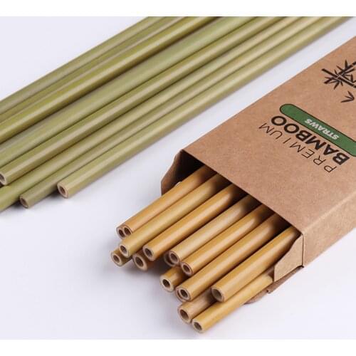 12pcs/set Bamboo Drinking Straws Reusable Eco-Friendly Party Kitchen + Clean Brush Promotion universal Bar suppliers