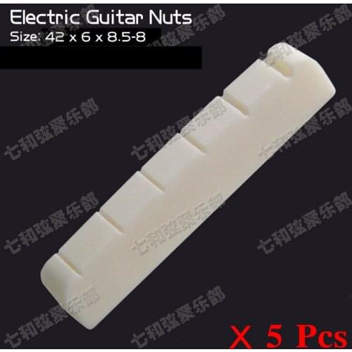 5 Pcs Bone 6 String Slotted Nuts For Electric Guitar / 42 x 6 x 8.5-8mm