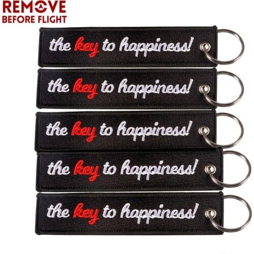5 PCS Wholesale Car Keychain for Men THE KEY TO HAPPINESS Lucky Key Chain Bijoux Gifts Tag Porte Clef OEM Key Ring llavero