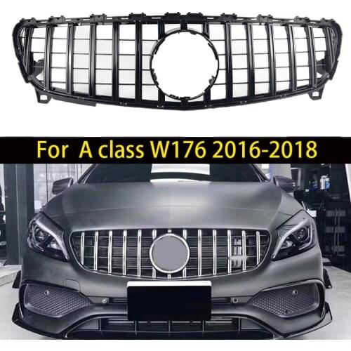 Abs black For W176 GT R GTR Grille A180 A200 A260 A45 2016-2018 W176 Silve and black Grille without emblem