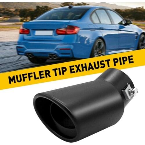 Car Trim Exhaust Pipe 63mm Stainless Steel Bend Muffler Tip Tail Throat Black