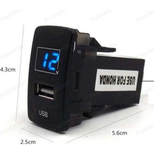 Car USB Port Socket With LED Digital Voltmeter Cellphone Charger Auto Accessories For H/onda 5V 2.1A Adapter