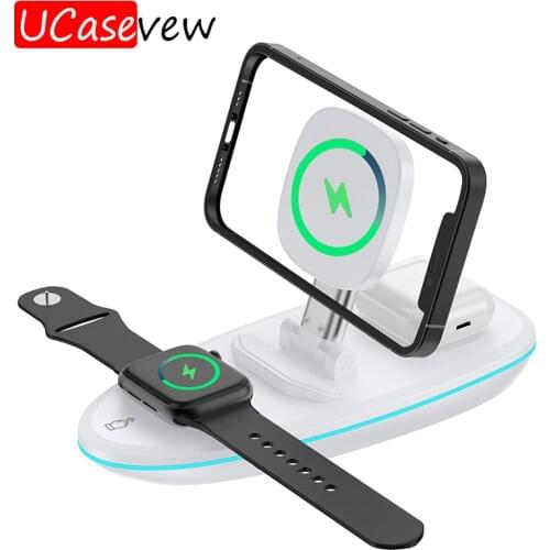 3 in 1 Wireless Charger Stand 15W Qi Fast Charging Dock Station for Apple Watch6 iPhone 12 Xiaomi 10 Lite Huawei Samsung S21 S20