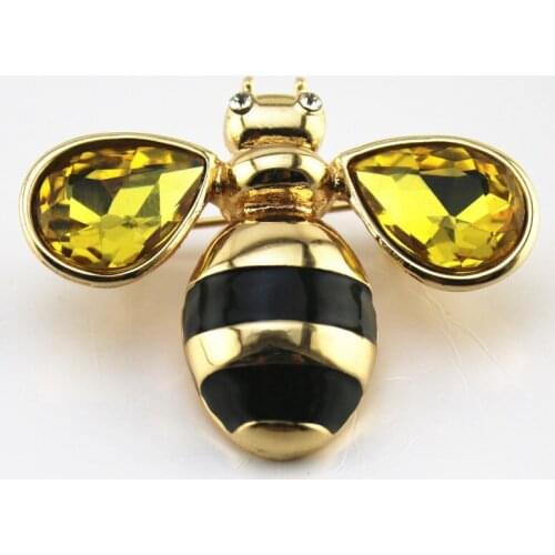2020 new Japanese and Korean style fashion alloy Enamel bee inlaid with dripping glass personalized brooch