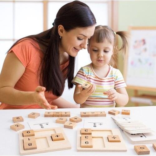 Wooden Toys Montessori Mathematics Math Toys Addition Subtraction Multiplication Division Count Learning Education Kids Supplies