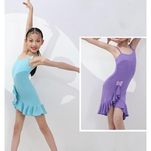 Kids Latin Dance Practice Clothes Samba Backless Sling Dress Professional Latin Competition Stage Performance Costumes DWY6017
