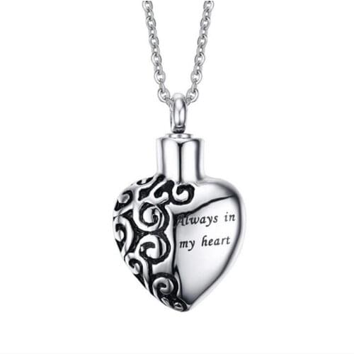 Perfume Pendant ALWAYS IN MY HEART Stainless Steel Heart Perfum Bottle Necklace With Chain