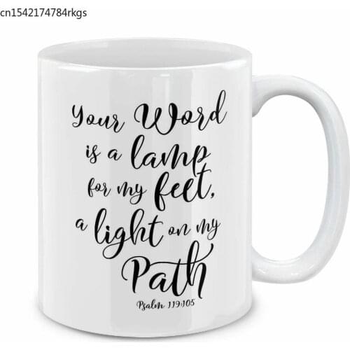 Christian Bible Verses Quotes Psalm 119:105 Ceramic Coffee Gift Mug Tea Cup, 11 OZ