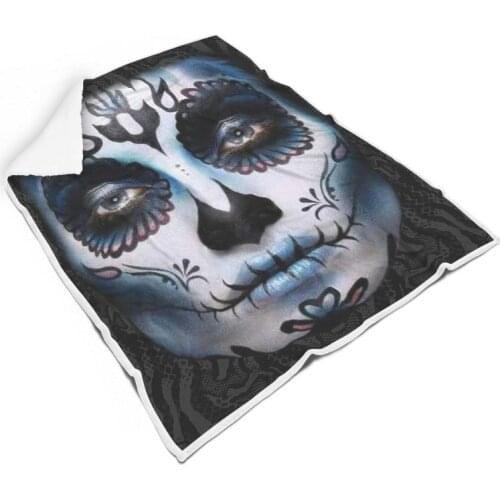 Clubdeer Skull Face Printed Blanket Warm Soft Colorful Throw Blanket for Adult All Seasons Bedroom Chair Sofa Square Carpet