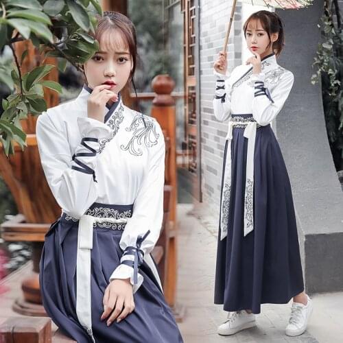 Chinese Ancient Hanfu Costume for Women Oriental Han Dynasty Clothing Lady Swordsman Stage Cosplay Outfit Folk Dance Wear 90