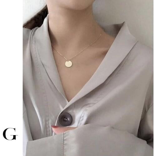 GHIDBK Simple Coin Disc Chain Pendant Necklace Choker For Women Minimalist Geometric Layering Necklace Chokers Everyday Jewelry