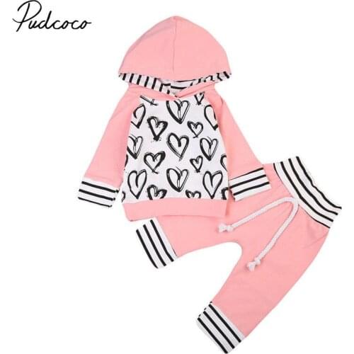 Newborn Toddler Kids Baby Girl Clothes Set Hooded Shirt Sweatshirt Tops+long Pants Trousers Outfit 0-3y