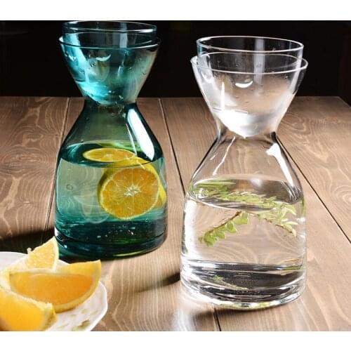 Nordic Creative Smiley Glass Water Jug 1 Pot 1 Cup Cold Water Bottle Juice Beverage Flower Kettle Home Glass Bottle 800ml
