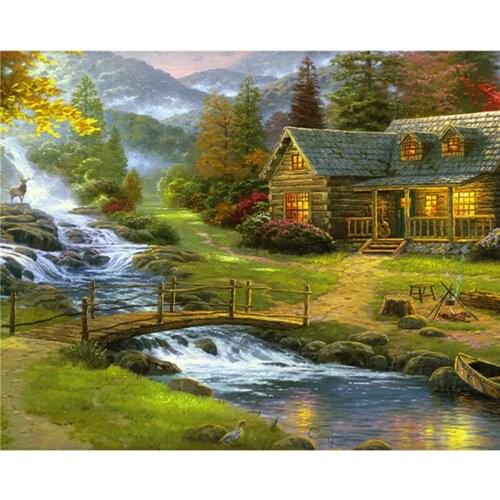 LaoJieYuan Full square diamond embroidery mosaic house pattern 3d diy diamond painting set