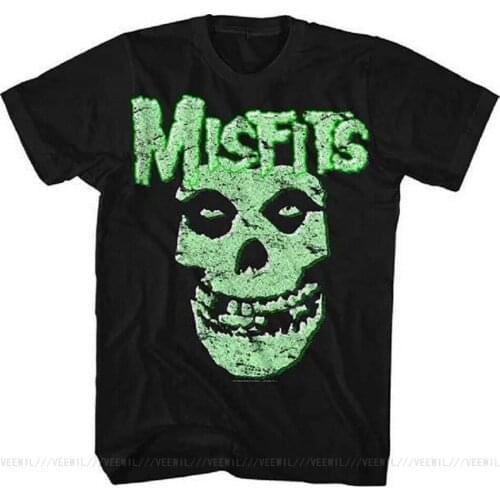 MISFITS Glow Fiend Skull T-Shirt S-M-L-XL-2XL Brand New Official Loose Plus Size T Shirt