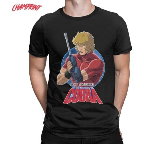 Mens T-Shirt Space Adventure Cobra Crazy 100% Cotton Tees Short Sleeve Anime T Shirt O Neck Clothes Plus Size