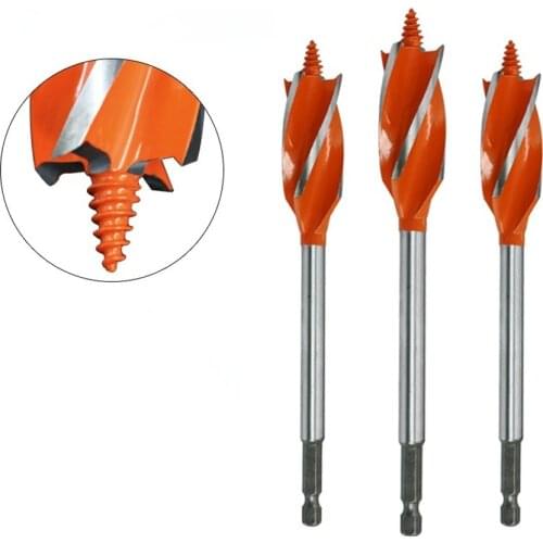 10-25mm Woodworking Twist Drill Bit Set Long Four-Slot 6.35mm Shank Carbide Drill Bit Hole Saw For Door Lock Wood Slotting Tools