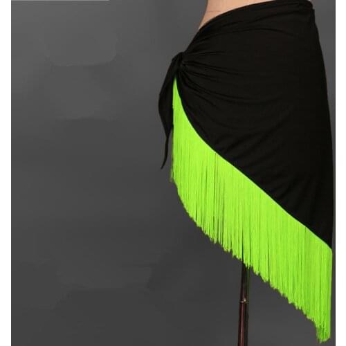 2017 new Women Latin Dance Skirt Scarf Fringed Rumba Triangular bandage Lacing Tassel New Female Adult Skirt Ballroom Costume