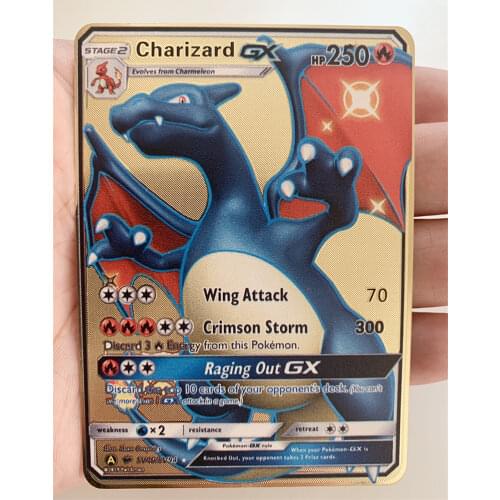 The Latest Pokemon Vmax Gx Shiny Golden Dragon Metal Card Game Tag Team Battle Order Series Childrens Toys Limited Gold