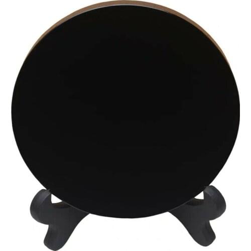 100% natural black obsidian stone circle disk round plate fengshui mirror for home & office decor