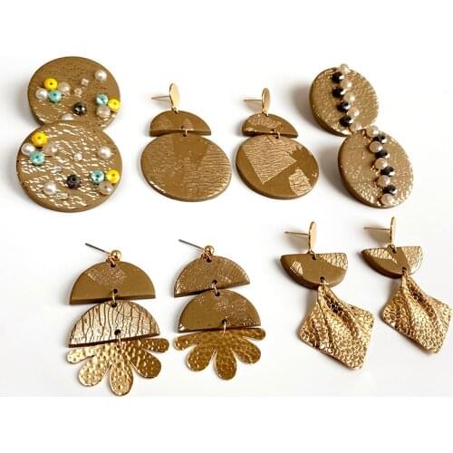 Originality Clay Earrings Fashion Jewelry Casual Idyllic Style Brown Drop Dangle Polymer Clay Earrings for Women Gift Holiday