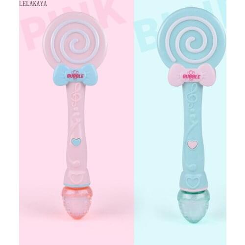 Lollipop Shape Wand Bubble Gun Blower Toy Summer Funny Electronic Automatic Magic Blowing Soap bubble Machine Light Music Toys