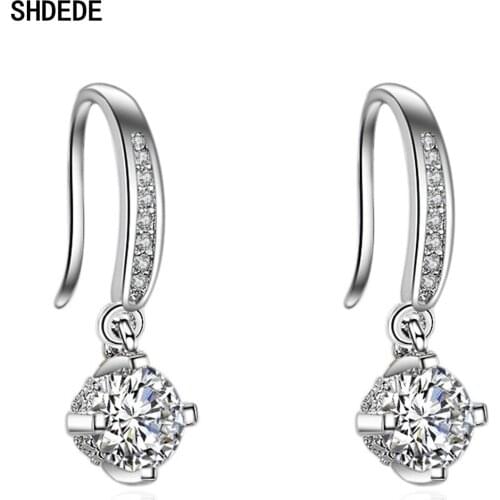 SHDEDE Hook Drop Earrings 925 Sterling Silver Korea Trendy Jewelry Embellished With Crystals From Swarovski -X177