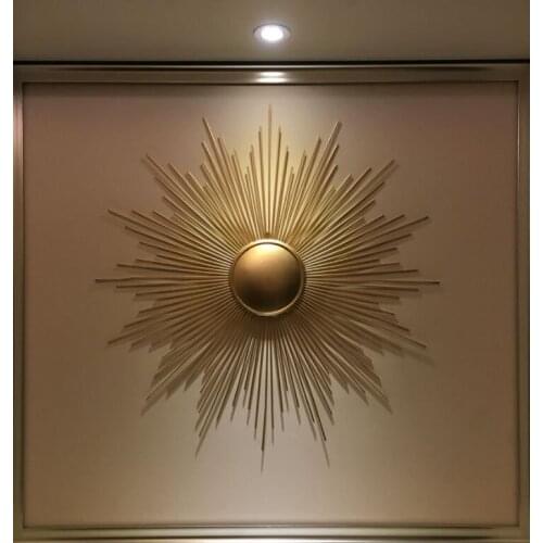 Modern Wrought Iron Sun Wall Hanging Crafts Decoration Hotel Porch Wall Sticker Ornaments Home Livingroom Wall Mural Accessories