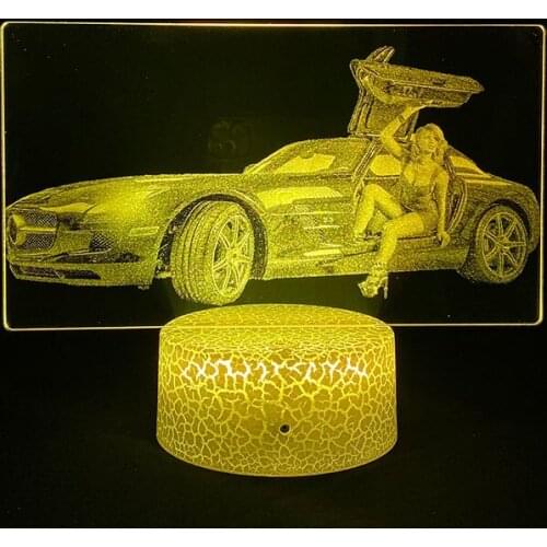 Sexy 3D LED Light Picture Lamp Sports Car Beauties Bluetooth Speaker 16 Color for Hotel/Game Room Fairy Nightlight Birthday Gift