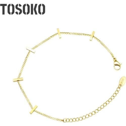TOSOKO Small Long Slub Style Slimming Bracelet Stainless Steel Jewelry Womens Bracelets Fashion Bracelets BSE112
