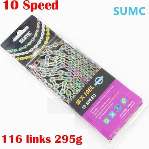 SUMC Bike Chain SX10EL for M6000 10 20 30 Speed MTB Mountain Road Bicycle Chain Titanium Golden Silver Color with Magic Link