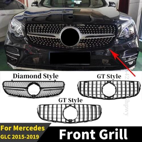 Front Grille Racing Grill Tuning Match Replacement Trim For Mercedes Benz GLC X253 C253 2015 2016 2017 2018 2019 AMG Line Goupe