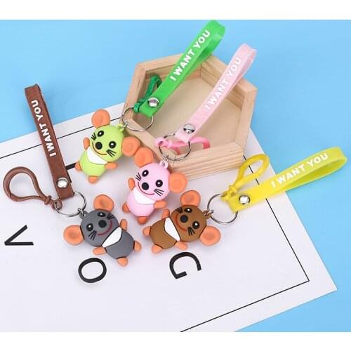 Smile-Mouse HandBag Keyrings Animal-Rat Keychains For Car Purse Bag Buckle key chains holder for women