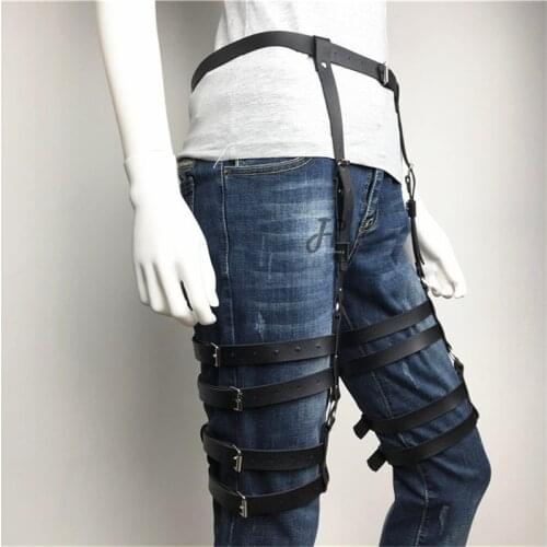 Women Rave Leather Leg Harness Bondage Gothic Garters Pole Dance Costume Striptease BDSM Sexy High-Waisted Gay Adjustable Belt